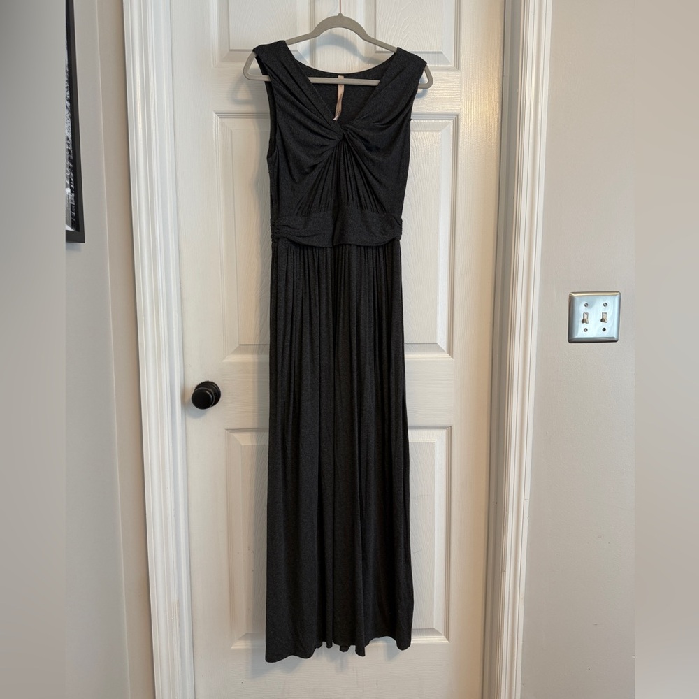 Bailey 44 Dark Gray Ruched Jersey Maxi Dress